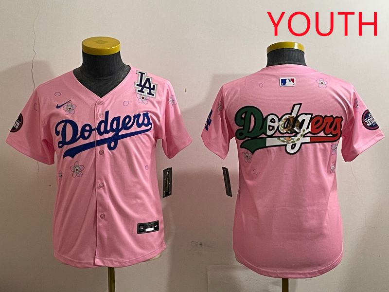 Youth Los Angeles Dodgers Blank Pink Sakura Edition 2025 Nike MLB Jersey style 11->youth mlb jersey->Youth Jersey